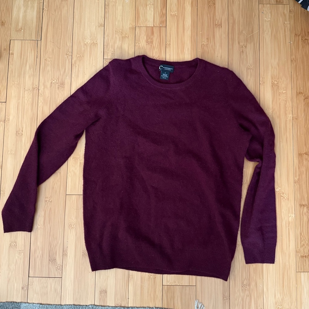 Bloomingdale's Cashmere Burgundy Crewneck Sweater